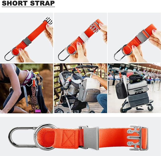 ZINZ Elastic Jacket Gripper Travel Strap with D-Ring Hooks and Buckle, Suitcase Straps Belts Travel Accessories, Makes Your Hands Free