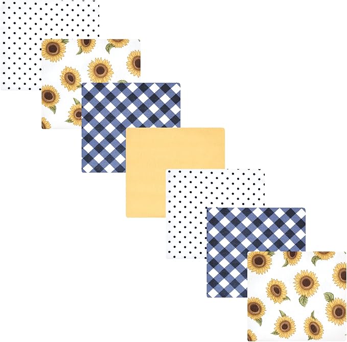 Hudson Baby Unisex Baby Cotton Flannel Receiving Blankets Bundle, Sunflower, One Size