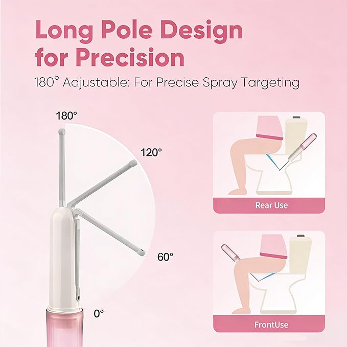 Portable Electric Bidet Sprayer - Handheld Travel Bidet with 2 Pressure Modes - Waterproof Foldable Pocket-Sized & Cordless for Bathroom Ultimate Personal Hygiene Cleaning at Home and Camping - Pink
