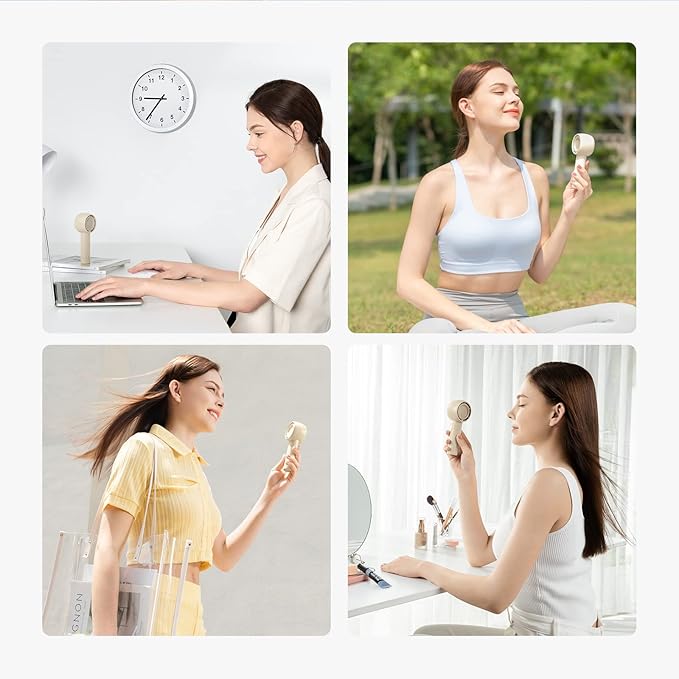 JISULIFE Mini Portable Fan-Bladeless Safe Design, Powerful Turbo Handheld Fan with 3 Speeds, USB Rechargeable, Small Pocket Design for Travel/Lash, Gifts For Girls/Women (Pack of 2)