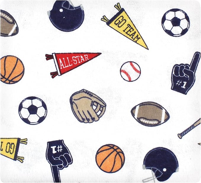 Hudson Baby Unisex Baby Cotton Flannel Receiving Blankets, Sports Fan, One Size