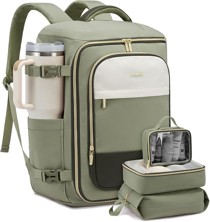 LOVEVOOK Travel Backpack for Women/Men, Personal Item Bag with 3 Packing Cubes Fits 17" Laptop, 50L Travel Backpack Carry on Flight Approved, Water-resistant Carry On Bag for Airplanes
