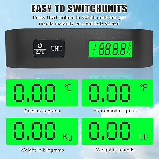Luggage Scale, Portable Luggage Weight Scale with 2 Luggage Tags, LCD Weight Display and 4 Unit Switching Functions, 110lb Luggage Scale Travel Digital for Luggage, Travel,Backpacks, Handbags(Black)