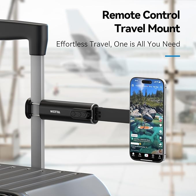 Magnetic Bluetooth Airplane Phone Holder – Universal 360° Hands-Free Stand with Remote Control for TikTok, YouTube & Other Video Apps, Perfect for Travel, Home & Office, Accessory for Airplane
