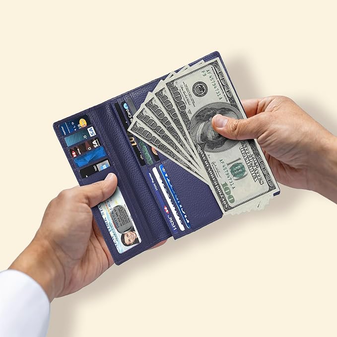 Real Leather Women Wallet Leather with RFID Blocking -Trifold Card Holder Designer Ladies Clutch with ID Window Wallets