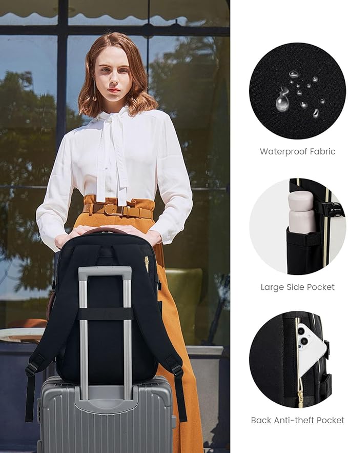 LOVEVOOK Carry On Travel Backpack For Women Men Flight Approved, 40L Personal Item Backpack for Airplanes, Business Weekender Overnight Daypack Fits 17 Inch Laptop, with 2 Packing Cubes, Black Grey