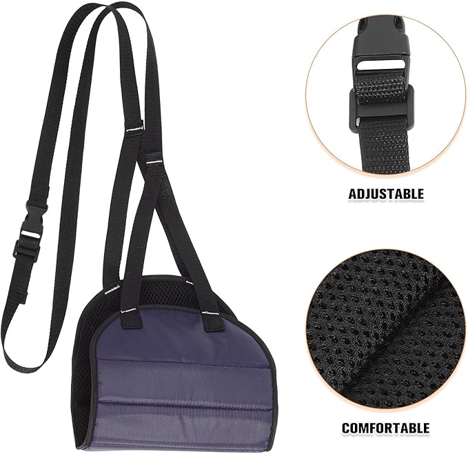 Kichvoe Travel Footrest Hammock for Long Flights, Adjustable Airplane Footrest Sling with Dark Blue Breathable Mesh, Portable Leg Rest for Office and Airplane Use