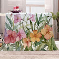 Tropical Hawaiian Blanket Queen Size, Watercolor Fleece Blanket for Couch Bed Sofa, Hibiscus Flower Blankets and Throws, Plumeria Petals Super Soft Cozy Plush Flannel Blanket 90x90, Decor & Gift