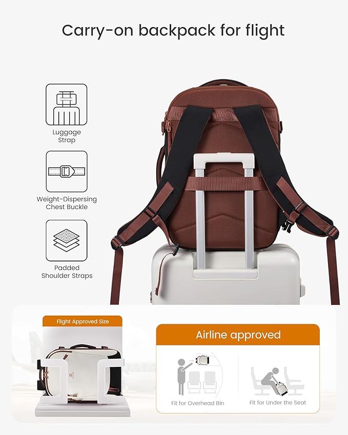 LOVEVOOK Travel Backpack for Women, 42L Airline Approved Carry On Backpack with 2 Packing Cubes, Waterproof Personal Item Travel Bag Fits 17" Laptop, TSA Traveling Essentials Overnight Backpack