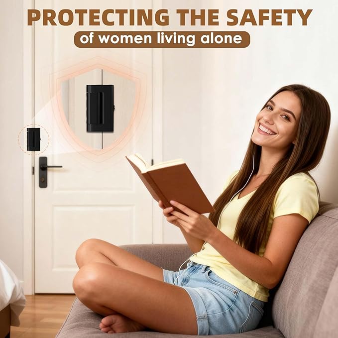Portable Door Lock, Door Reinforcement Lock, Portable Door Lock for Travel - No Drilling, Interior Doors for Apartments, Hotels, bedrooms (1, Black（Drilling）)