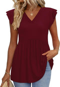 WIHOLL Womens Summer Tops 2026 Babydoll Shirts Ruffle Sleeve Spring Outfits Dressy Casual Blouses