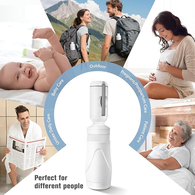 Upgrade SPACEREST Portable Bidet for Travel with 550ml Bottle, No Noise & Waterproof Portable Bidet for Women & Men, Rechargeable Electric Portable Jet Spray, Personal Hygiene & Postpartum Care