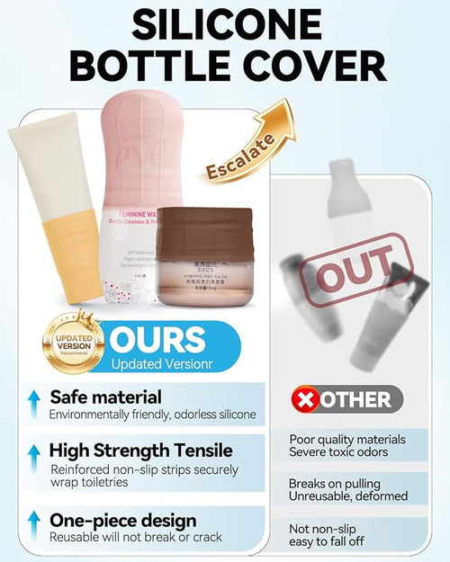 16 Pack Silicone Bottle Cover,Travel Essential for Women Men,Cruise Ship Essentials 2025,Beach Vacation Essentials,Travel Size Toiletries,Airplane Travels Accessories Elastic Sleeves,Leak Proofing