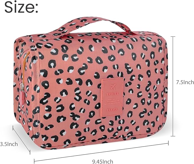Lcsmaokin Large Capacity Toiletry Bag Travel Bag with Hanging Hook for Men and Women Waterproof Travel Cosmetic Bag Bathroom Storage Bag for Brushes Set,Full-Sized Shampoo,Accessories-Navy Flamingo
