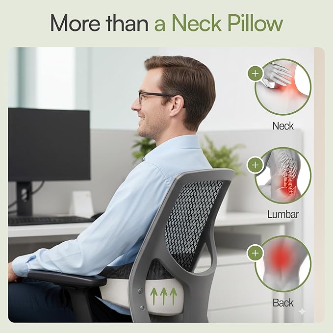 Neck Pillow for Traveling - Bamboo Charcoal Memory Foam with 360° Chin Support for Airplane, Soft & Breathable, Seamless Design, Removable Cover, Travel Accessories Included