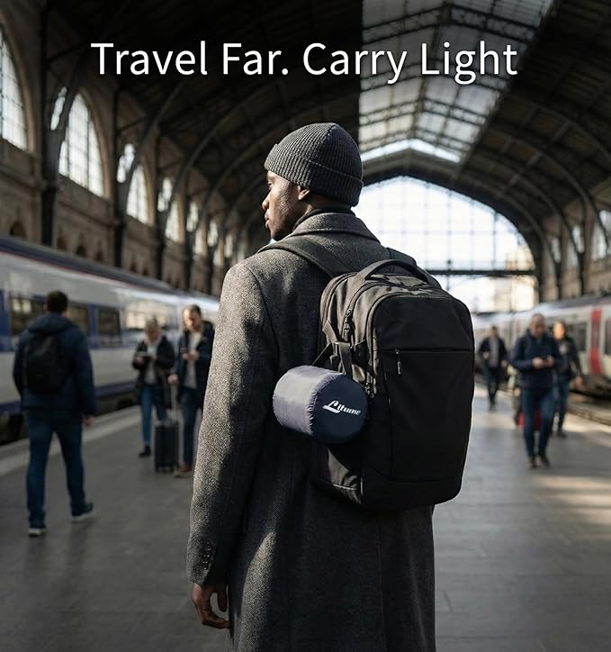 Litume Travel Camping Blanket Lightweight and Breathable, 67 x 48 in Soft Airplane Flight Blanket for Travelers, Foldable Sheet with Stuff Sack for Train, Camp, backapcking, Office, Home (E651 Grey)