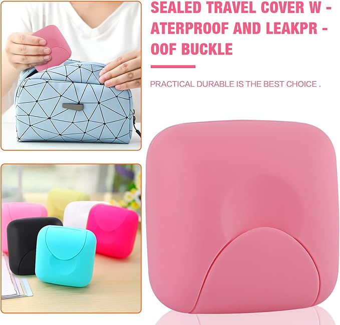 2 Pcs Small Size Plastic Soap Case Holder Container Box Home Outdoor Hiking Camping Travel,2.75 * 2.75 * 1.65 inch Pink