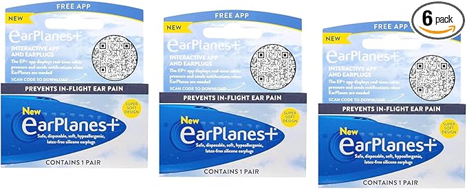 Original Adult EarPlanes by Cirrus Healthcare Earplugs Airplane Travel Ear Protection Bonus Pack (3 Pair)