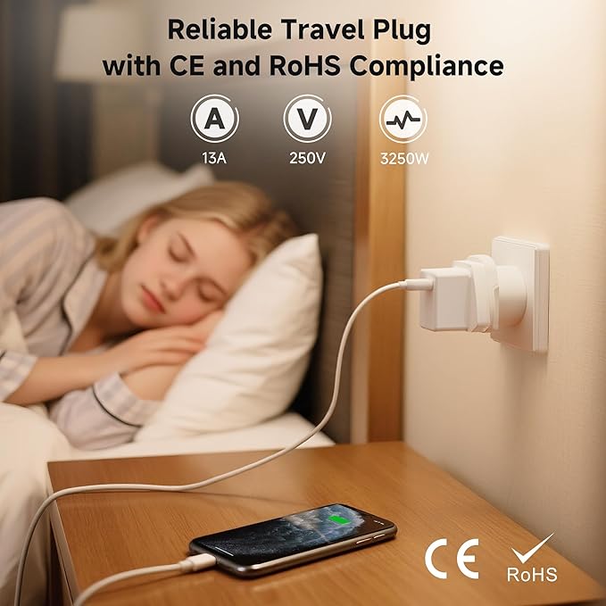 Cable Matters UK to US Plug Adapter, Convert Type B Outlet to Work with Type G Plugs from United Kingdom/Ireland/Singapore/Dubai/Malaysia/Hong Kong, CE & RoHS Certified