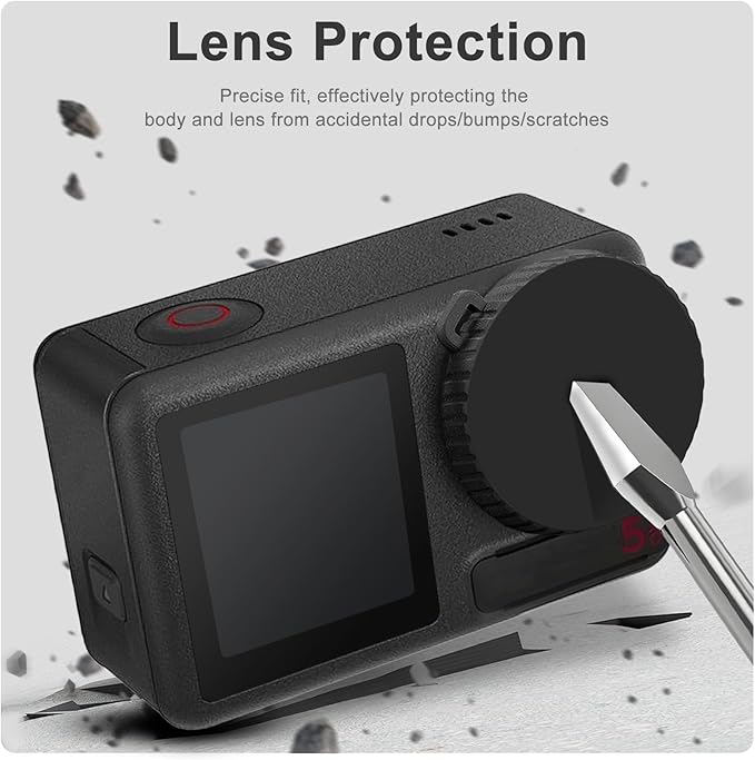 FiTSTILL Tempered Glass Screen Protector with Silicone Lens Cap for DJI Osmo Action 4,Ultra HD 9H Hardness,Scratch Resistant Bubble Free Action 4 Accessories