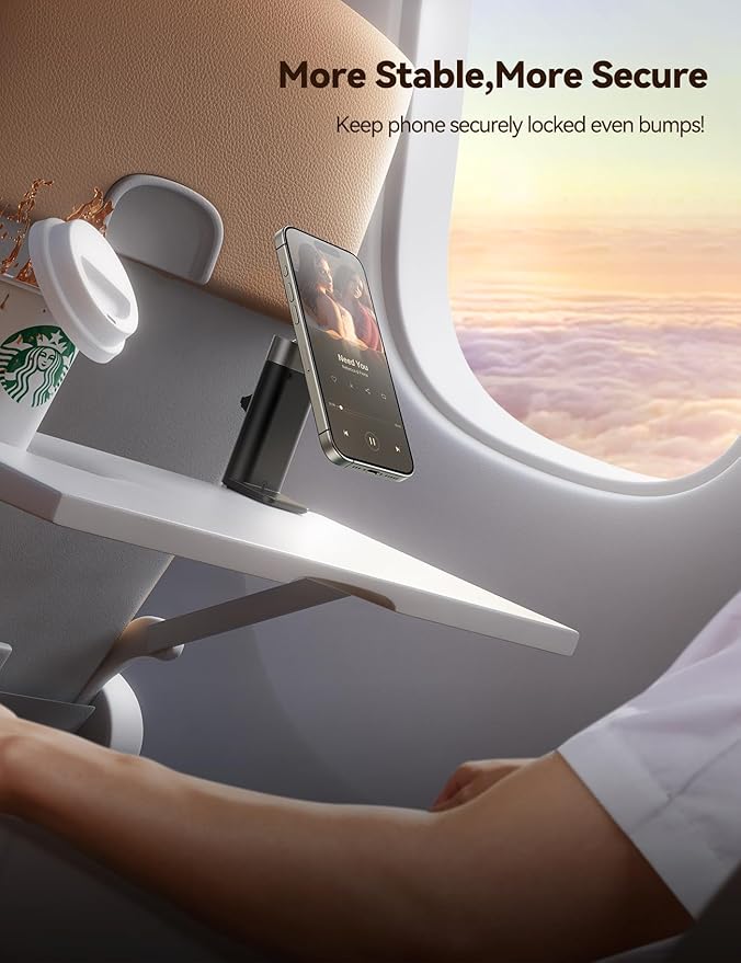JOYROOM Airplane Phone Holder Travel Essentials,【360° Metal Ball & Titanium】 for Magsafe Airplane Travel Accessories, Universal Travel Phone Mount, Travel Must Have for iPhone 15 Pro Max[2]