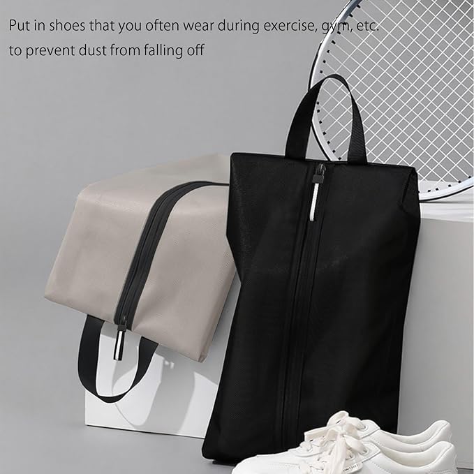 Shoe Bag for Travel, Waterproof Extra Large Shoe Storage Organizer with Handle, Multi-Functional Odor-Resistant Shoe Pouch for Gym, Soccer, Golf, Tennis Soccer Cleats Bag 16.5 x 9.8 Inches (Black)