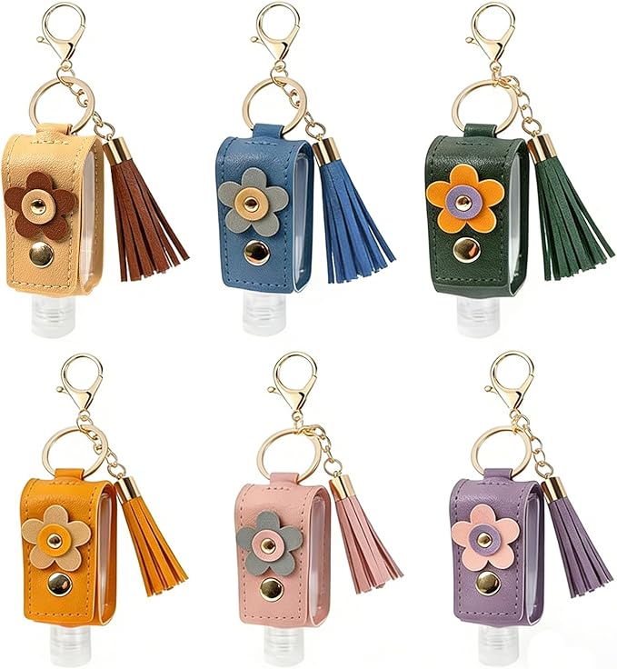4Pcs Hand Sanitizer Keychain, 30ml Refillable Portable Hand Sanitizer for Toiletry Lotion Liquid Soap Shampoo