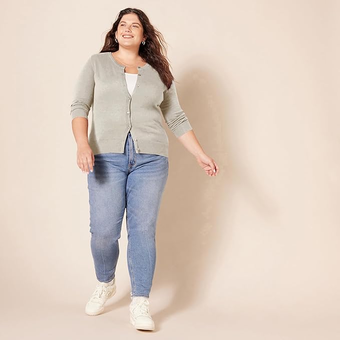 Amazon Essentials Women's Lightweight Crewneck Cardigan Sweater (Available in Plus Size)
