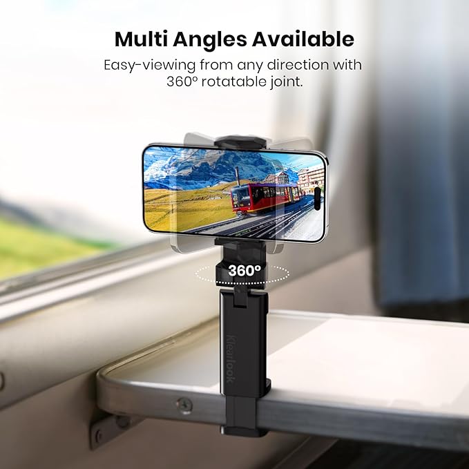 2 PCs Universal Airplane Phone Holder - Klearlook 360° Rotating Airplane Phone Mount for Travel, Desk & Flight | Handsfree Adjustable Phone Stand | Travel Essentials Accessories