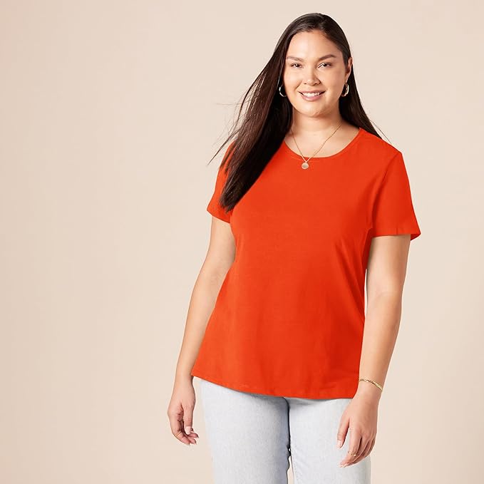 Amazon Essentials Women's Regular-Fit Short-Sleeve T-Shirt (Crewneck and V-Neck Options), Multipacks