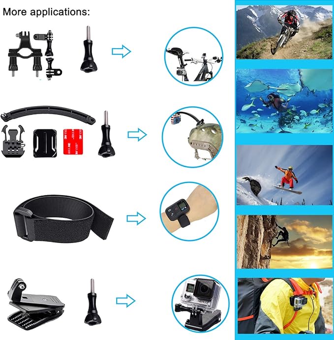 Suptig Accessories Kit Compatible for Gopro Hero 13/Hero12/11/10/9/8/7/6/5/4/3/3+/2/Session gopro Max2 Gopro Fusion DJI Action 5 pro/5/4/3, Insta360 X5/X4, AKASO Action Camera Accessories