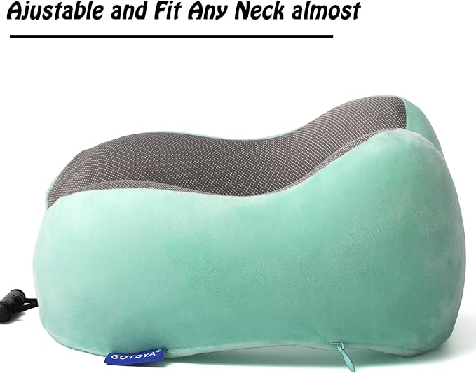 Travel Pillow,Travel Neck Pillows for Sleeping,100% Pure Memory Foam Soft Comfort & Support Pillow for Airplane/Car/Office&Home Rest Use-Blue Green