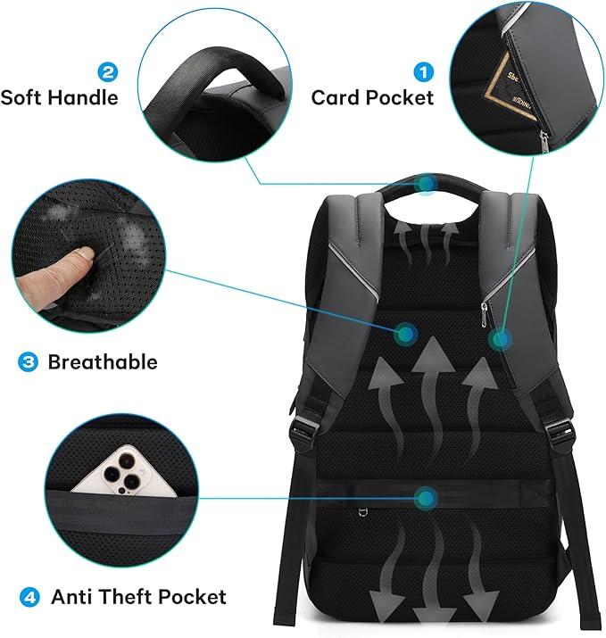 BANGE Lightweight Travel Backpack,Fashion Business Work Backpacks, Laptop Backpack for 15.6 Inch Notebook, Men's Backpack…