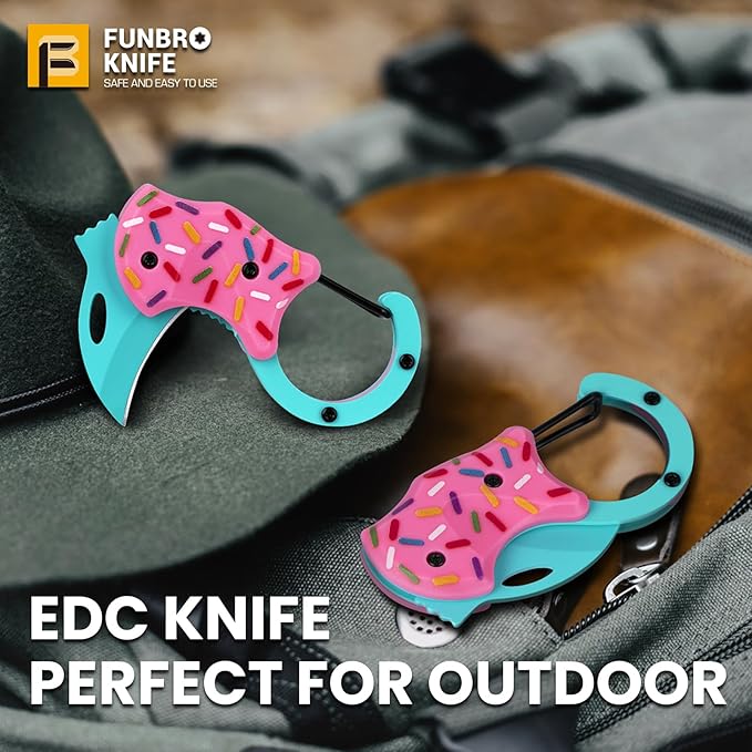 FUNBRO Small Pocket Knife for Women, Cute Donut Folding Box Cutter with 1.34 inch Sharp Blade, EDC Knives Tool for Everyday Carry, Great Gift for Her