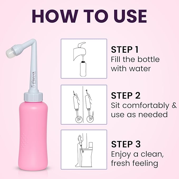 Portable Bidet for Travel 500ml (17oz), Large Capacity Peri Bottle, Compact, Easy-to-Use, Leak-Resistant Travel Bidet Made from ABS Plastic, Feminine Hygiene for Comfort and Freshness