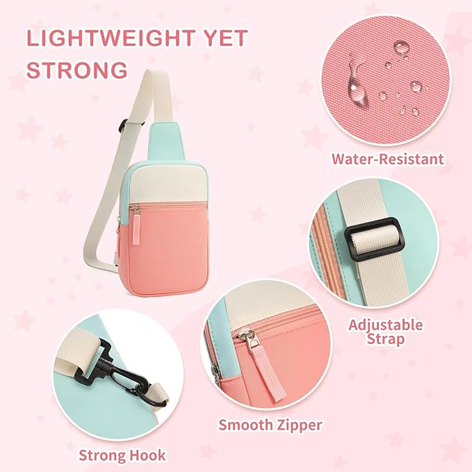 Graduation Mothers Day Gifts for Daughter Teen Girl Her, Fanny Pack Birthday Gifts for 8 9 10 11 12 Year Old Girls, Preppy Crossbody Bag, Adjustable Sling Bag Purse Trendy Stuff Kids Travel Essential