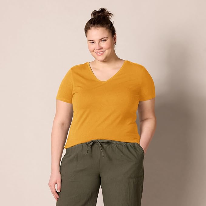 Amazon Essentials Women's Regular-Fit Short-Sleeve T-Shirt (Crewneck and V-Neck Options), Multipacks