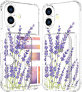Compatible with iPhone 17 Case Card Holder for Women Cute Design,Wallet Phone Cases Transparent Cool Kawaii Protective (Clear Purple Lavender)