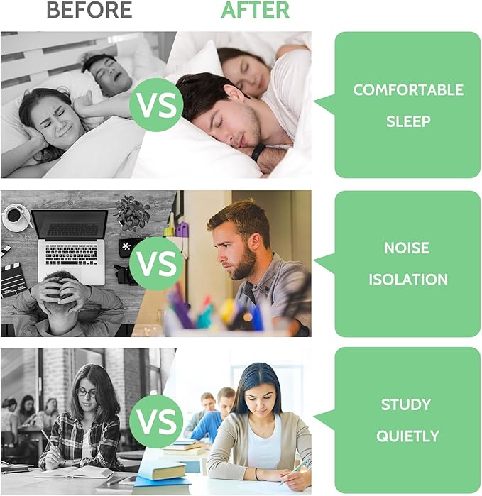 Lysian Earplugs Sleep Earplugs Noise Cancelling Ear Plug for Hearing Protection Snoring Sound Blocking 30dB Highest NRR 60 Pairs with 1 Pair Reusable Earplug, Green
