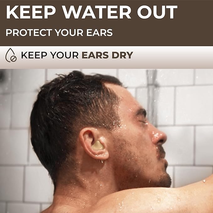 PQ Wax Ear Plugs for Sleep - 6 Silicone Wax Earplugs for Sleeping and Swimming - Gel Ear Plugs for Noise Cancelling, Ear Protection - Sleeping Earplugs with Sound Blocking 32 Db (6-Pillows). Beige