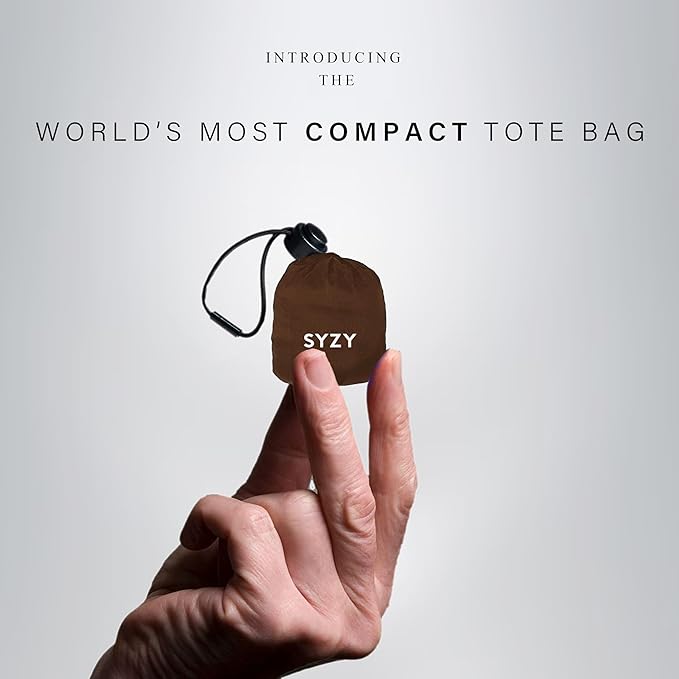 SYZY World's Most Compact Travel Tote Bag Portable Shopping Beach Market Bag - Reusable Collapsible Stuffable