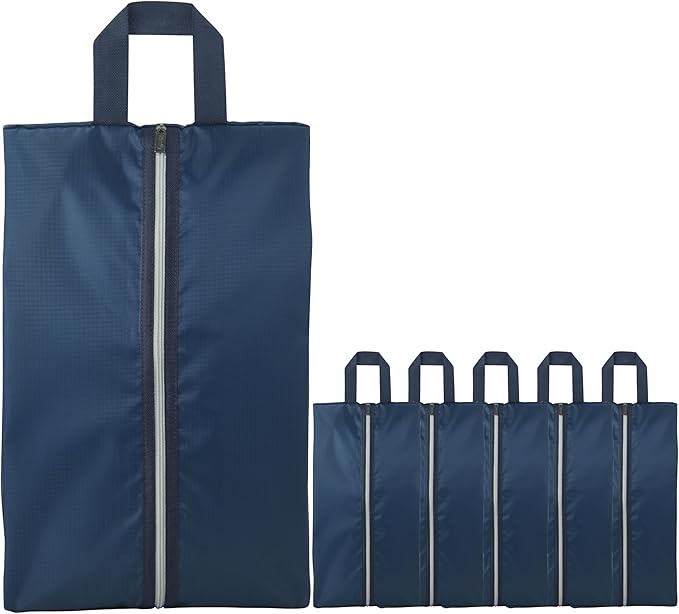 6pcs Portable Shoe Organizer, Travel Pouches with Zipper, Golf Shoe Bags, Clothes Bags, Soccer Cleats Bag Shoe Pouch for Gym, Waterproof, Odor-Resistant (Navy Blue)