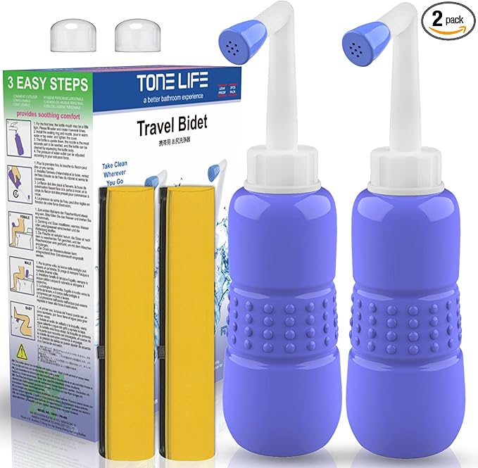 2 PCS Portable Bidet for Toilet, 450ml 15oz Handheld Travel Bidet, High Pressure Leakproof Personal Hygiene Bottle, Postpartum Perineal Cleaner for Women, Outdoor, Camping, Travel, Driver, Home Use