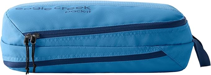 Eagle Creek Pack-It Reveal Clean/Dirty Cube M - Water-Resistant Dual Compartment Packing Cube With Internal Divider for Clean & Dirty Clothes - Travel Essentials - Blue Dawn