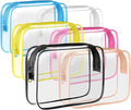 6 Pack Toiletry Bag Makeup Bag Cosmetic Bag, TSA Approved Clear Travel Toiletry Bag wih Zippers, Quart Size Travel Makeup Cosmetic Bag for Women Men, Carry on Airport Airline Compliant Bag, 6 Colors