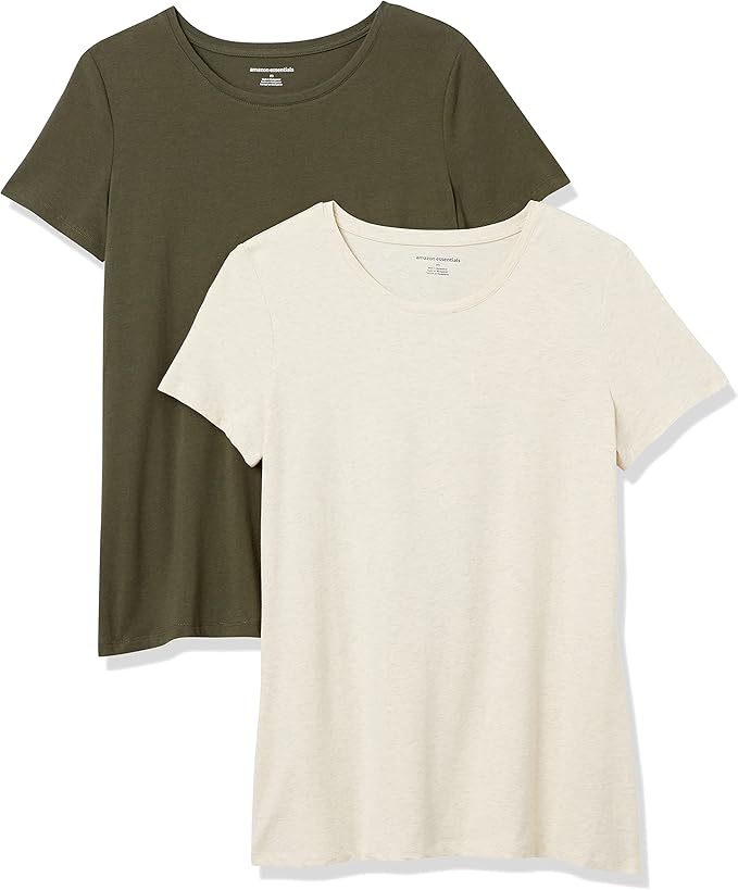 Amazon Essentials Women's Regular-Fit Short-Sleeve T-Shirt (Crewneck and V-Neck Options), Multipacks