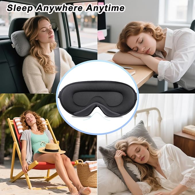 3D Contoured Sleep Mask for Side Sleepers, 100% Blackout Zero Pressure Eye Mask for Deep Sleep | Adjustable, Breathable & Portable | Ideal for Travel, Night Shift, Men & Women