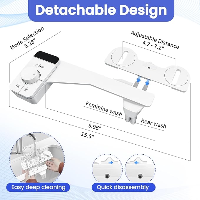 Ultra-Slim Bidet Attachment,Fresh Water Sprayer Non-Electric Toilet Bidet Attachment,Self-Cleaning Dual Nozzles with Adjustable Water Pressure for Rear & Female Washing