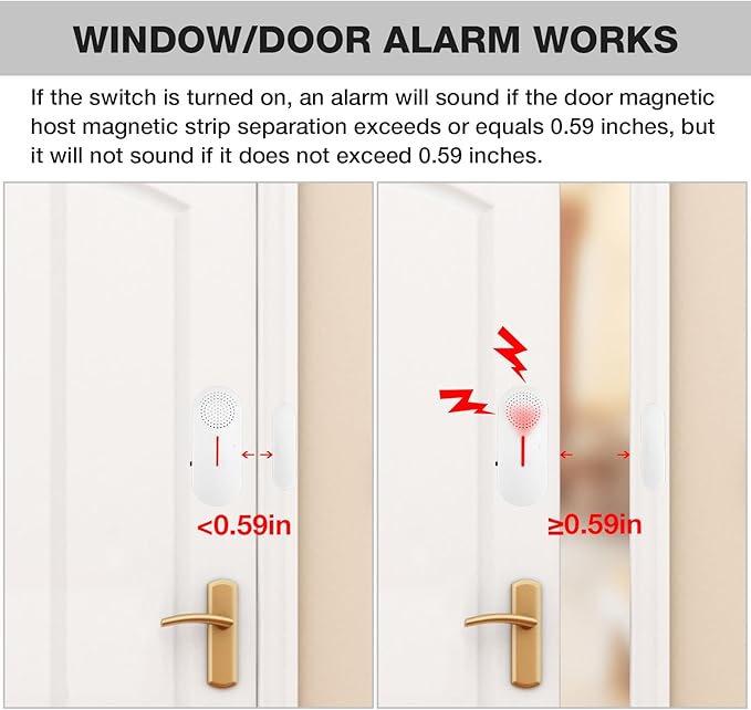 Door Window Alarm, 95DB Door Alarms for Kids Safety, Wireless Sensor Door Window Burglar Alarm-Window Pool Alarms for Home (2 Pack)