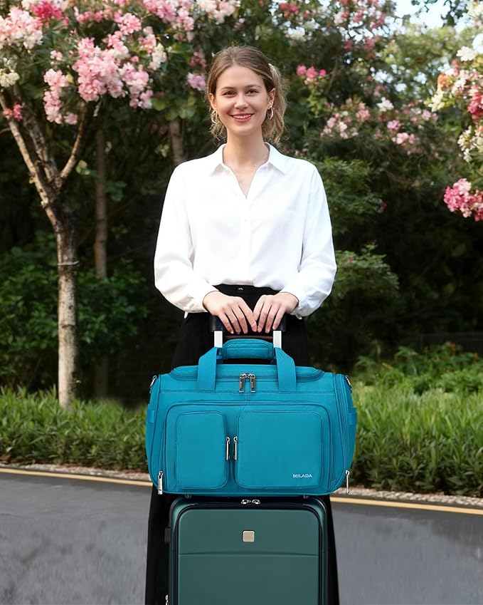 MILADA Underseat Carry On Luggage Bags for Travel Lightweight Foldable Carry On Bags for Airplanes Small Duffle Bag for Men Women TSA Approved Underseat Bag Travel Tote Bags, Caribbean Blue